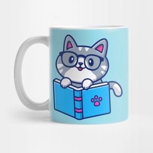 Cute cat reading book Mug